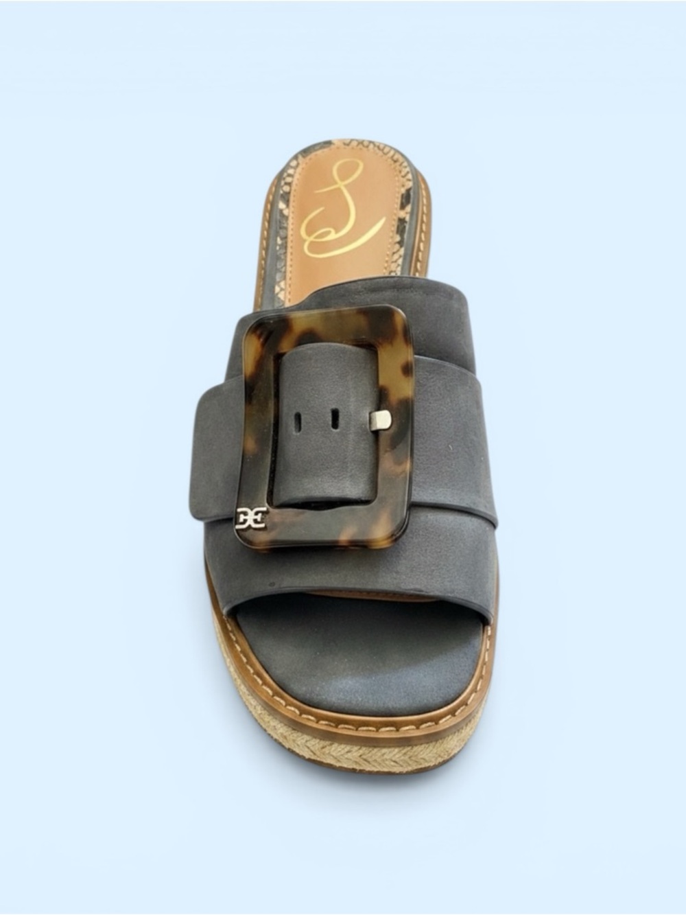 Sam Edelman Slide Wedge Sandals with Tortoiseshell Buckle, size 8M - Picture 2 of 5